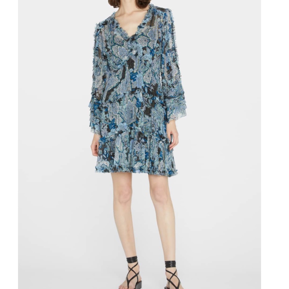 Nwt Kobi Halperin Emma Chiffon Hlx Multi Blue Paisley Mini Dress Size Medium M